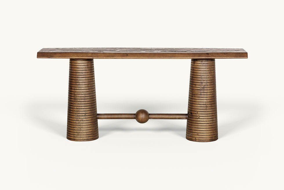 Zenia Console Table — Rustic Reclaimed Solid Pine — Sixpenny