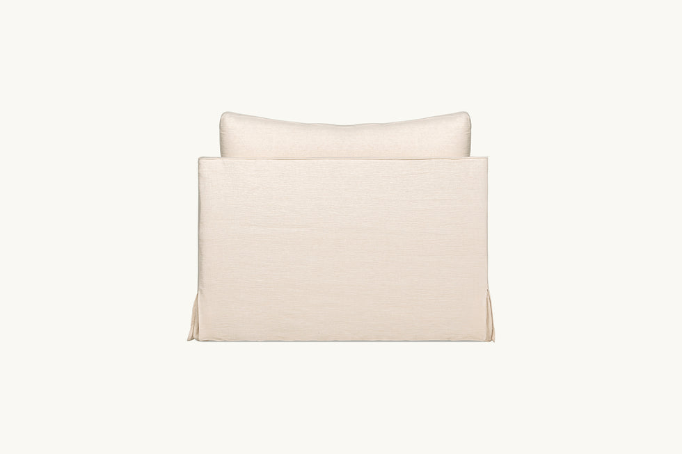 Back view of Amelia Chair in Corn Silk, a light beige Washed Cotton Linen