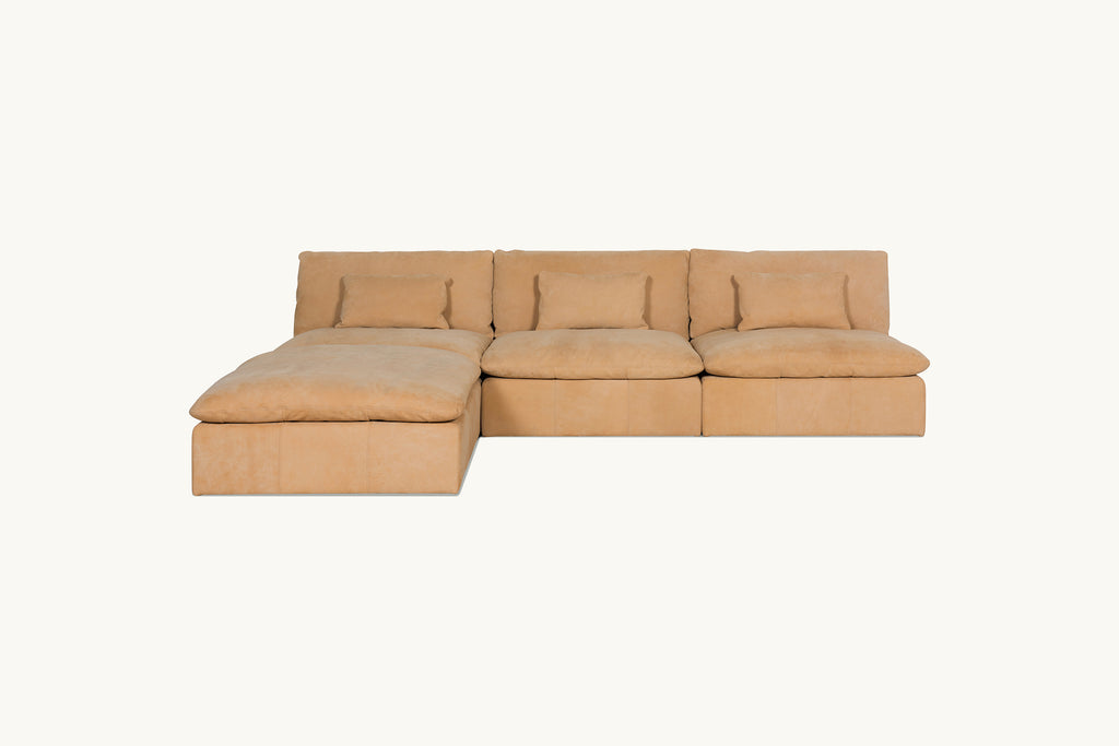 Aria Leather Chaise Sectional Sofa Deep Comfort Sixpenny