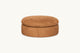 Slide #2 Aria Round Leather Ottoman in Sunset Canyon, a cognac brown Meridian Leather