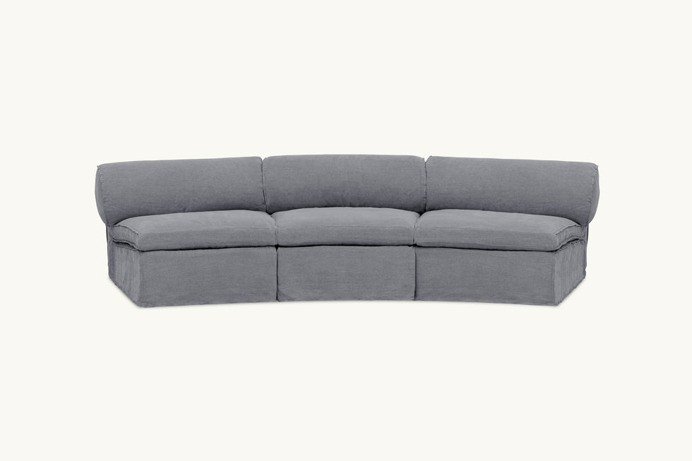 Front view of Camino Sectional Sofa, 3-piece in Ink Cap, a medium cool grey Light Weight Linen