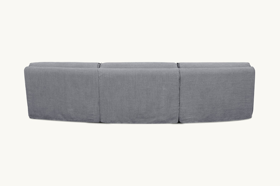 Back view of Camino Sectional Sofa, 3-piece in Ink Cap, a medium cool grey Light Weight Linen
