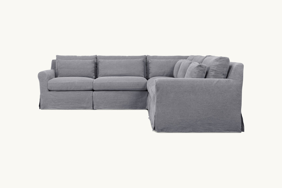 Side view of Elias Corner Sectional Sofa in Ink Cap, a medium cool grey Light Weight Linen