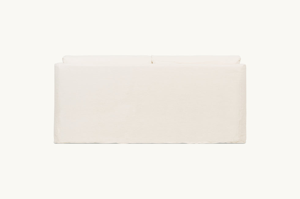 Back view of Esmé 84" Sofa in Corn Silk, a light beige Washed Cotton Linen
