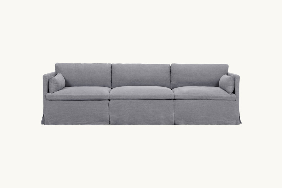 Front view of Gabriel Sectional Sofa in Ink Cap, a medium cool grey Light Weight Linen