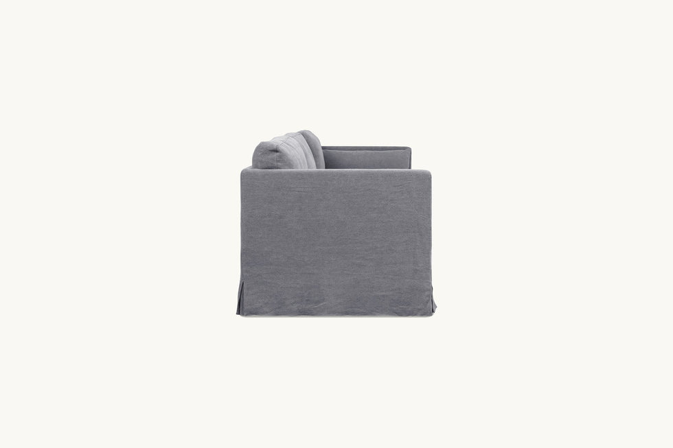 Side view of Gabriel Sectional Sofa in Ink Cap, a medium cool grey Light Weight Linen