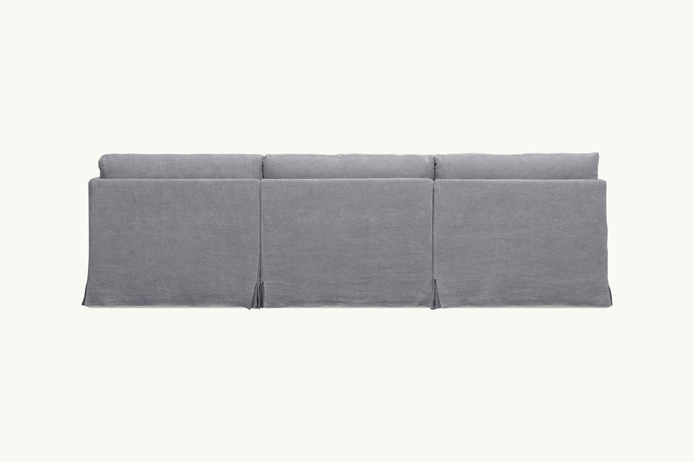 Back view of Gabriel Sectional Sofa in Ink Cap, a medium cool grey Light Weight Linen