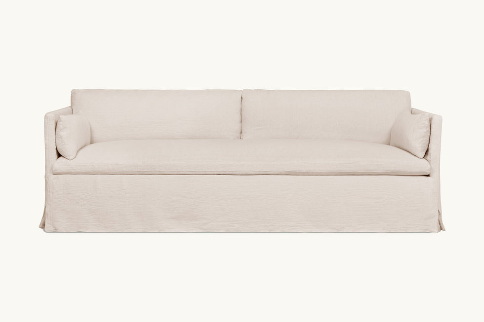 Front view of Gabriel 84" Sofa in Corn Silk, a light beige Washed Cotton Linen