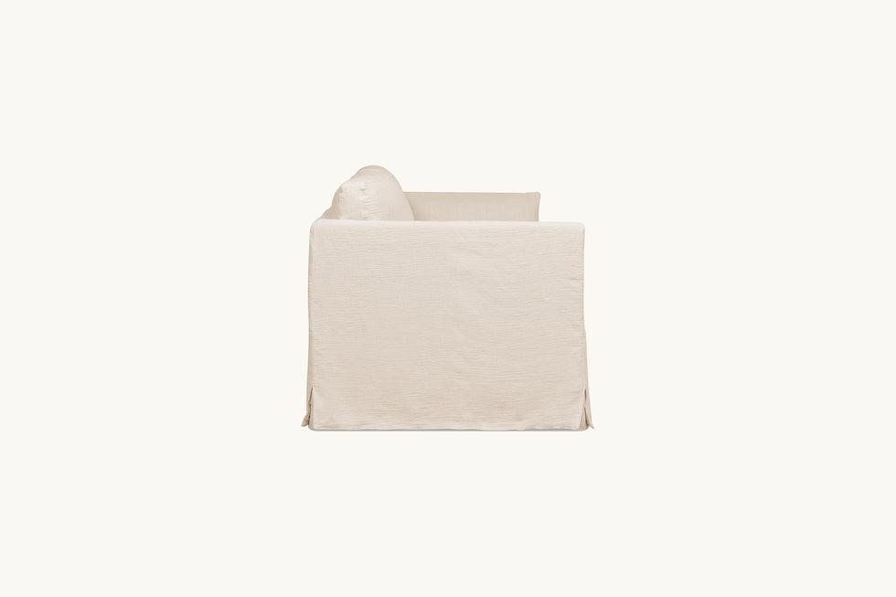 Side view of Gabriel 84" Sofa in Corn Silk, a light beige Washed Cotton Linen