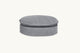 Slide #2 Front view of Neva Round Ottoman in Ink Cap, a medium cool grey Light Weight Linen
