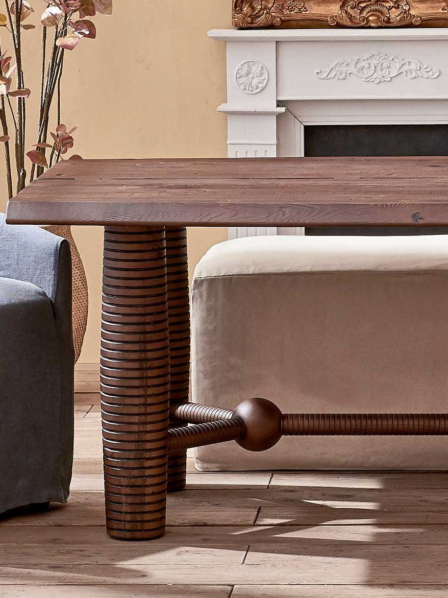 Close up view of Zenia Dining Table in Dusky Pine